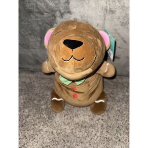 Holiday Gingerbread Bear Weighted Plush Kids' Throw Pillow Brown - Pillowfort